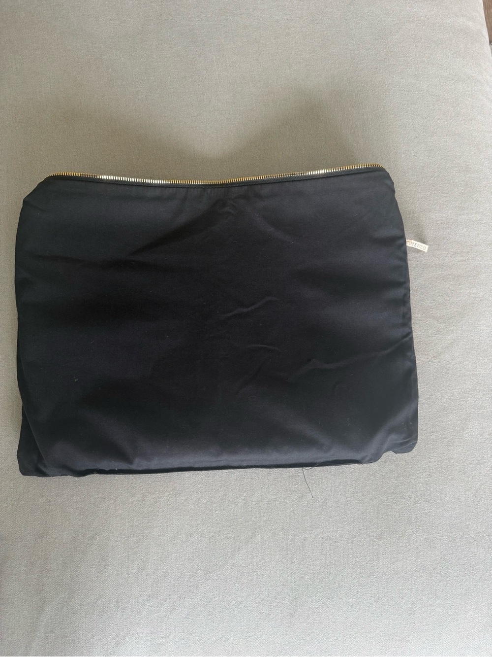 Clare V Black Pebbled Leather Oversize Foldover Clutch Large Laptop Sleeve - Picture 6 of 10